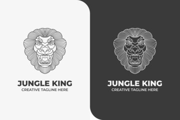 Lion King Jungle Animal Monoline Logo