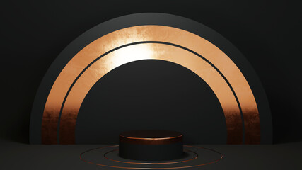 3D rendering of Podium for displaying the skin cream cosmetics decorations. Mockup background for show product.