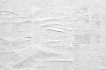 white crumpled and creased paper poster texture background
