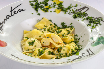 Italian traditional dumplings tortelini with meat