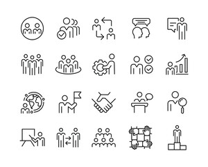 Business People Icons - Vector Line Icons. Editable Stroke. Vector Graphic