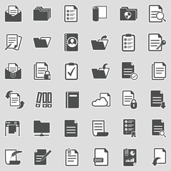 Documents Icons. Sticker Design. Vector Illustration.