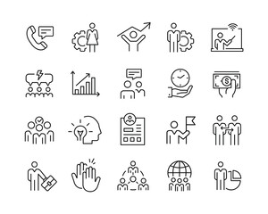 HR Management Icons - Vector Line Icons. Editable Stroke. Vector Graphic