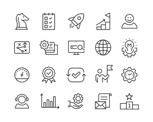 Strategy and Management Icons - Vector Line Icons. Editable Stroke. Vector Graphic