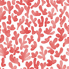 Beautiful reef coral seamless watercolor pattern - Matisse inspired shapes