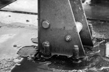 Abstract industrial wet gray metal structures