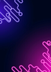 Neon abstract border on a dark purple poster template vector