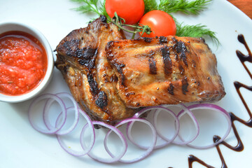 roasted meat top view