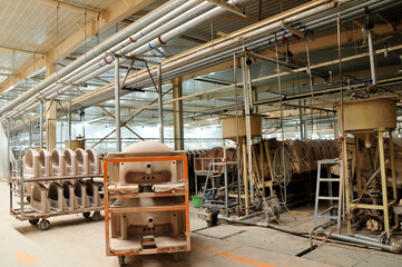 Ceramic products in the workshop