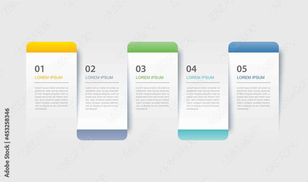 Wall mural 5 data infographics tab paper index template. vector illustration abstract background.