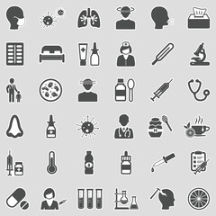Flu Icons. Sticker Design. Vector Illustration.