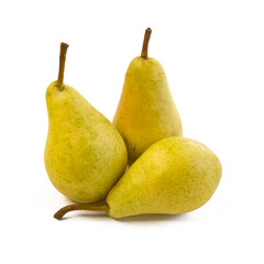 Ripe green and yellow pear isolated on white background