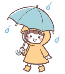 雨とカサと女の子