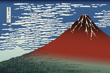 日本の浮世絵　葛飾北斎　富嶽三十六景　凱風快晴