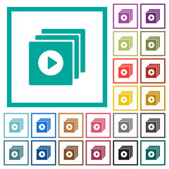 Play files solid flat color icons with quadrant frames
