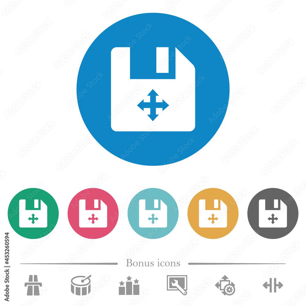 Poster Move file flat round icons