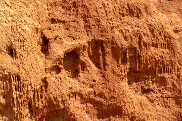 Texture of red sandstone rocks in the Altai mountains