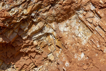 Texture of red sandstone rocks in the Altai mountains