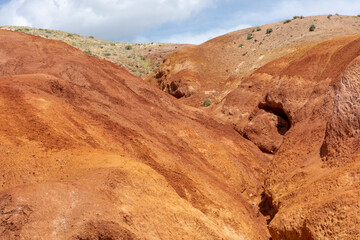rocks from red sandstone in mountain Altai
