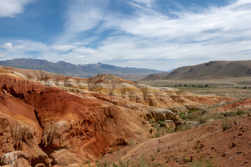rocks from red sandstone in mountain Altai