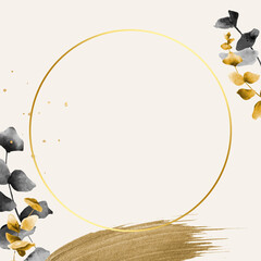 Round gold frame with eucalyptus leaf pattern © Rawpixel.com