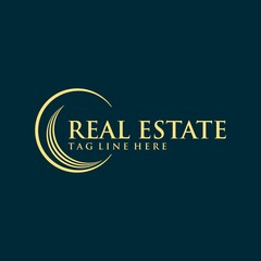 real estate logo luxury with circle gold