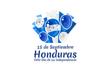 Fototapeta premium Translation: September 15, Honduras, Happy Independence day. Happy Independence Day of Honduras vector illustration. Suitable for greeting card, poster and banner.