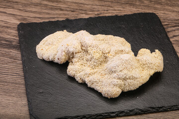 Raw meat schnitzel for roast