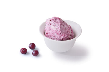 ice cream ball with berries isolated on white background