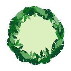 Fototapeta premium Leaf Wreath with Copy Space. Green leaves in circle frame. Elements template for world environment concept,flyers,brochures,poster,banner,label,print,invitations.Vector Illustration.