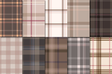 Brown plaid seamless patterned background set