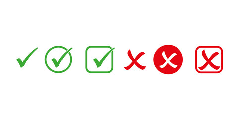 Check mark. Cross. A set of icons made of ticks and crosses. Vector.