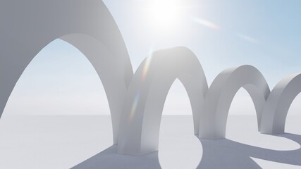 Abstract background white arch in design 3d render