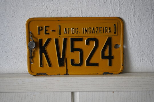 Old No Longer Valid Vehicle Registration Number From The City Of Afogados Da Ingazeira, Pernambuco State, From The 80s, Brazil 