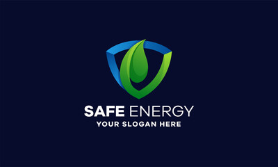 Safe Leaves Gradient Logo Design