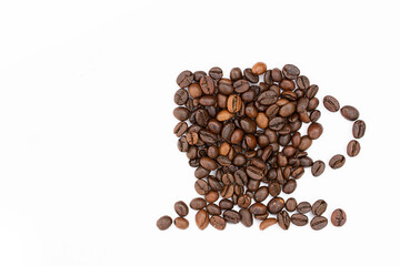 coffee cup beans on white background