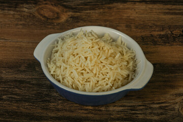 Steamed basmati rice in the bowl