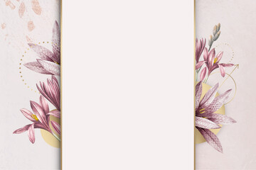 Obraz premium Pink amaryllis pattern with gold frame