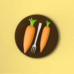 3d rendering vegetarian day.with a carrot and a fork 1