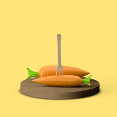 3d rendering vegetarian day.with a carrot and a fork 2