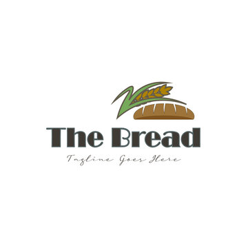 Fresh Natural Wheat and baked Bread for retro vintage bakery cafe shop restaurant logo design vector