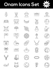 Naklejka premium Black Outline Onam Icon in Flat Style.