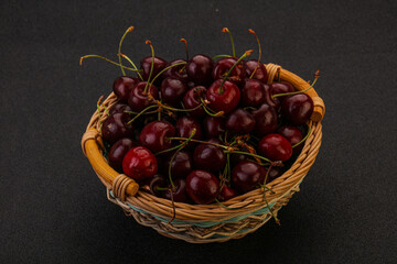 Sweet cherry in the basket