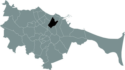 Obraz premium Black location map of the gdański Letnica district inside the Polish regional capital city of Gdansk, Poland