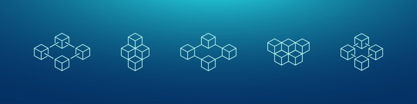 blockchain icon. crypto currency block chain logo icon isolated vector