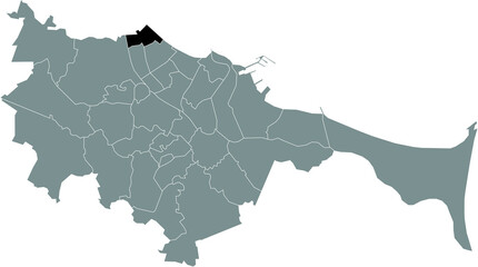 Obraz premium Black location map of the gdański Żabianka-Wejhera-Jelitkowo-Tysiąclecia district inside the Polish regional capital city of Gdansk, Poland