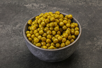 Marinated green pea in the bowl