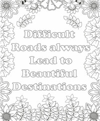 Fototapeta premium Motivational Quotes Coloring pages. Coloring page for adults and kids. Vector Illustration.