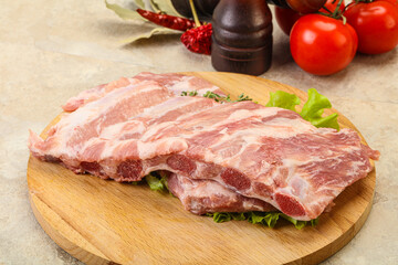 Raw pork ribs for cooking