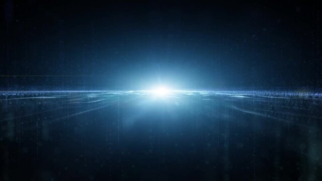 Futuristic shiny digital abstract road network copy space animation background. Concept technology.